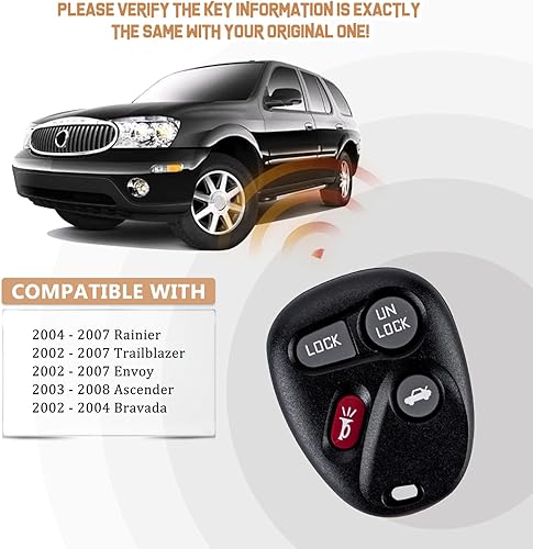 Miniatura 4 de Nuevo llavero de repuesto para entrada sin llave para Enviado Trailblazer con identificación FCC MYT3X6898B GM # 15051014, 15008008, 15008009