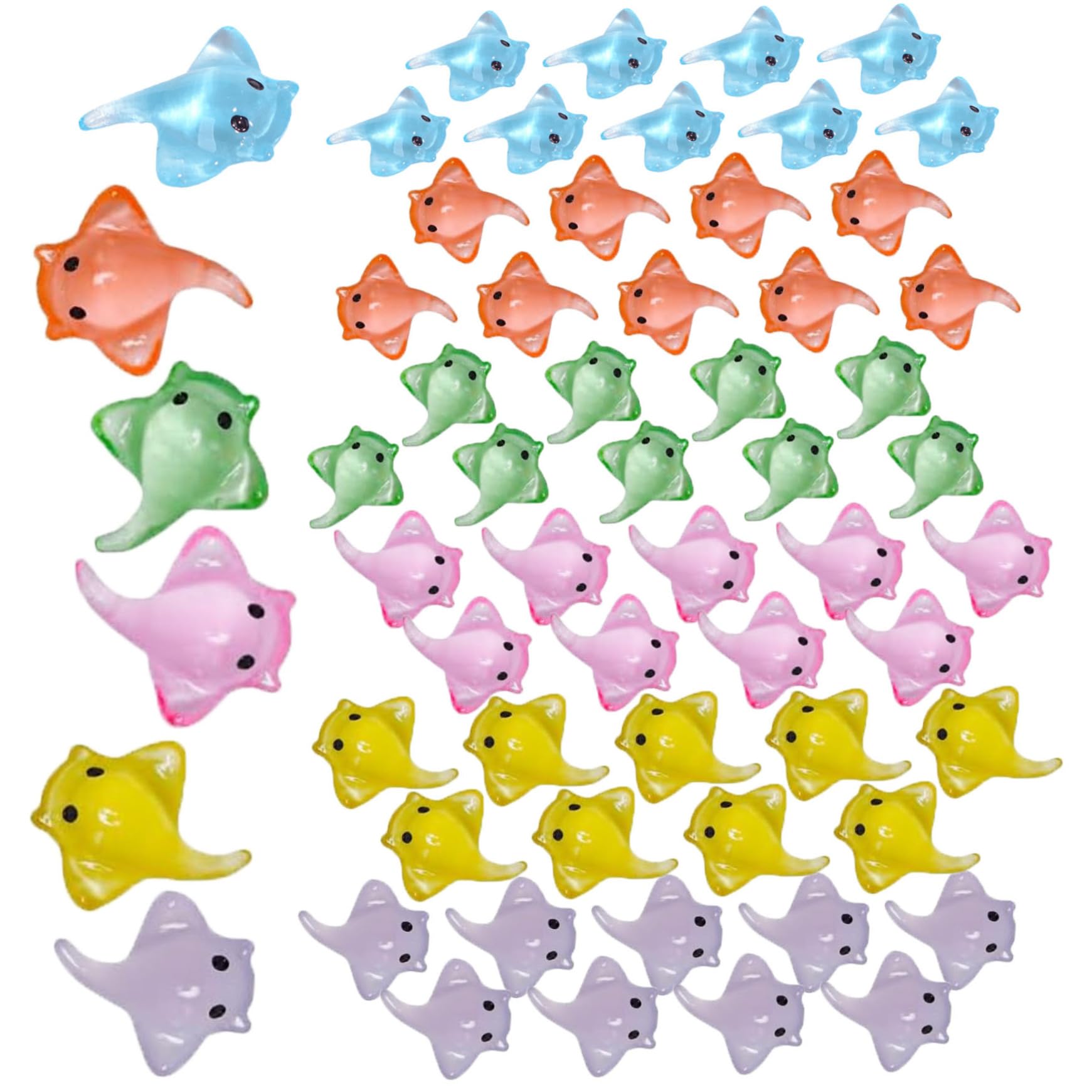 60 PCS Mini Resin Animals Sting Ray Mini Resin Figures Colorful Miniature Figurines Creative Tiny Resin Animals Decorative Mini Figurines in Bulk for Garden Landscape Aquarium Decor Miniature F