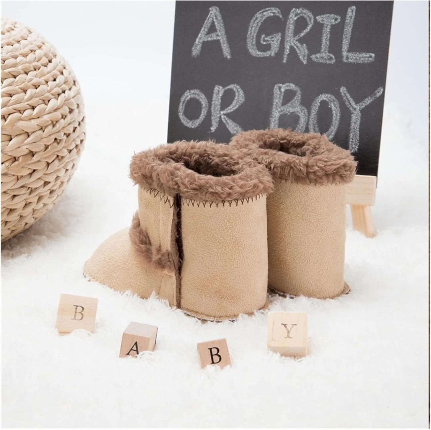 Baby Shoes Baby Girls Boys Winter Warm Plush Boots Newborn Furry Mid-Calf Soft Sole Fluffy Snow Booties Shoes (Color : H, Size : 6-12 Months) (K 0)
