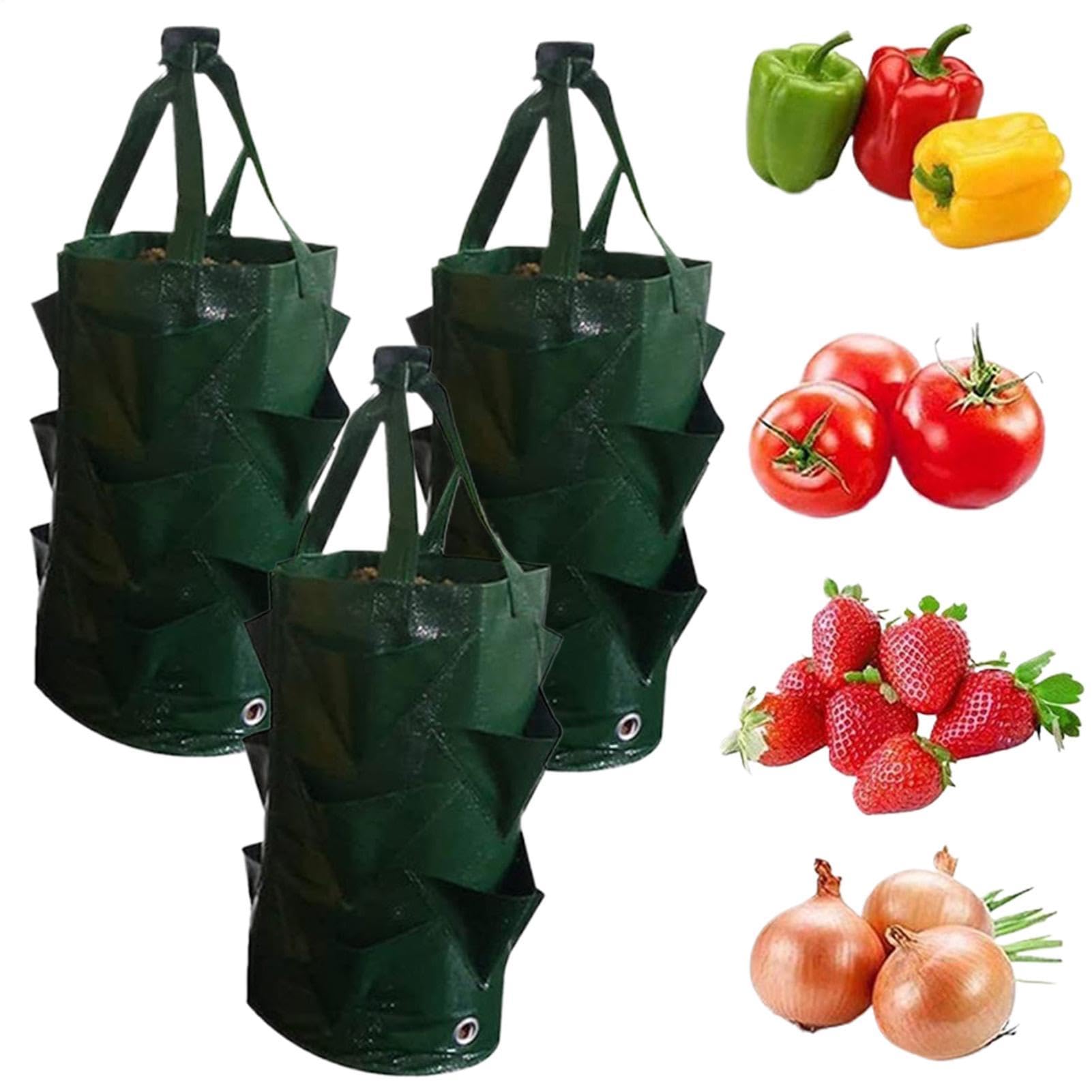 Bolsas para plantas de fresa evitan plagas y hongos juego de 3 macetas de tela de 11 litros