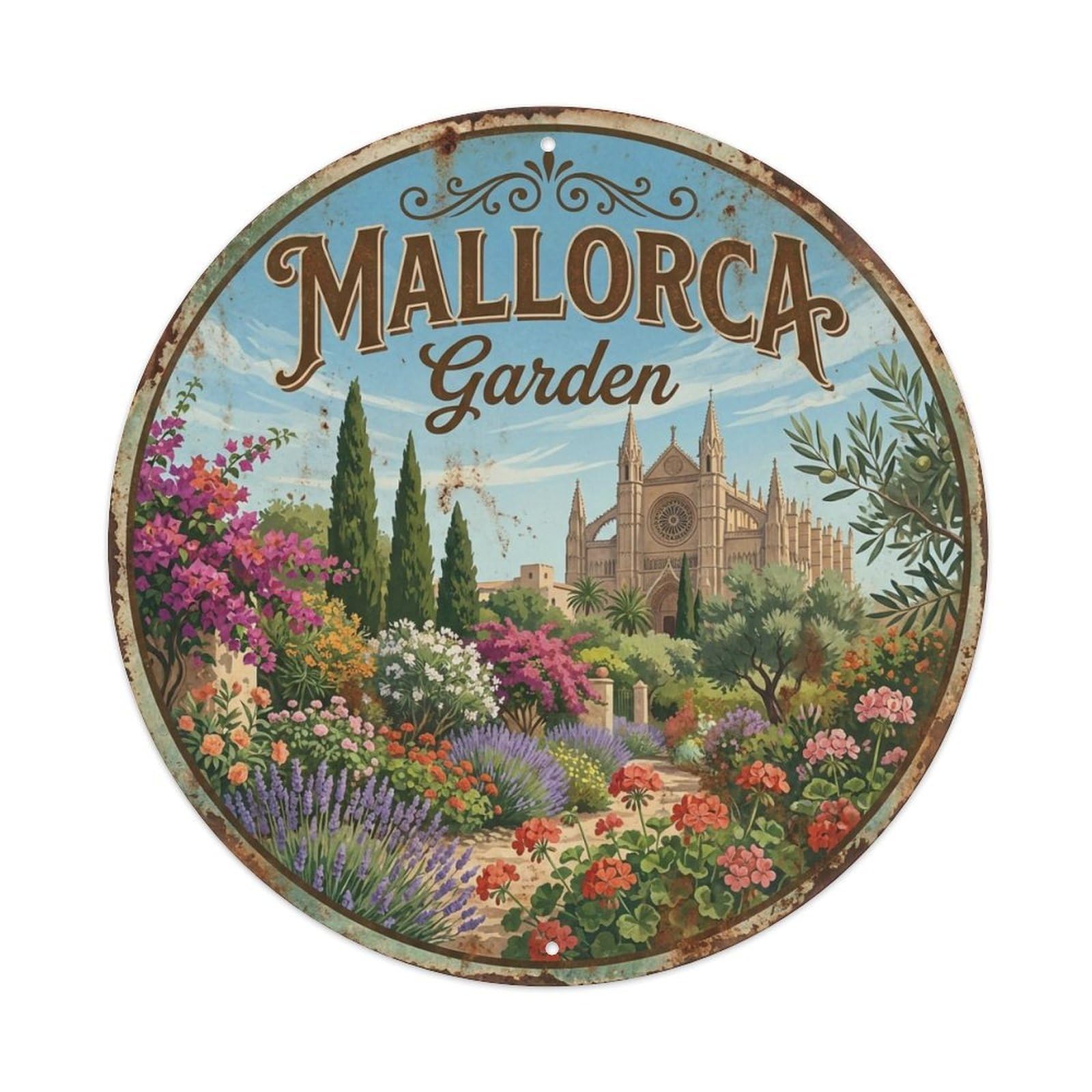 Vintage Travel Mallorca Spain Bloom Metal Tin Sign