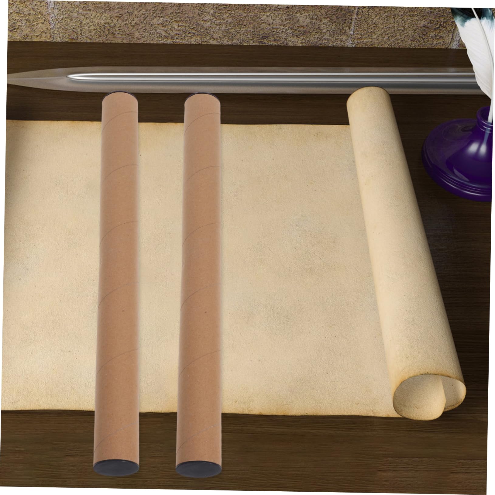 IMIKEYA Versandhülsen für Platzsparenden Schutz von Bauplänen und Gemälden aus Kraftpapier 10 Stück Runde Aufbewahrungsröhren mit Schwarzem Deckel 40x4cm Beim Kuriertransport