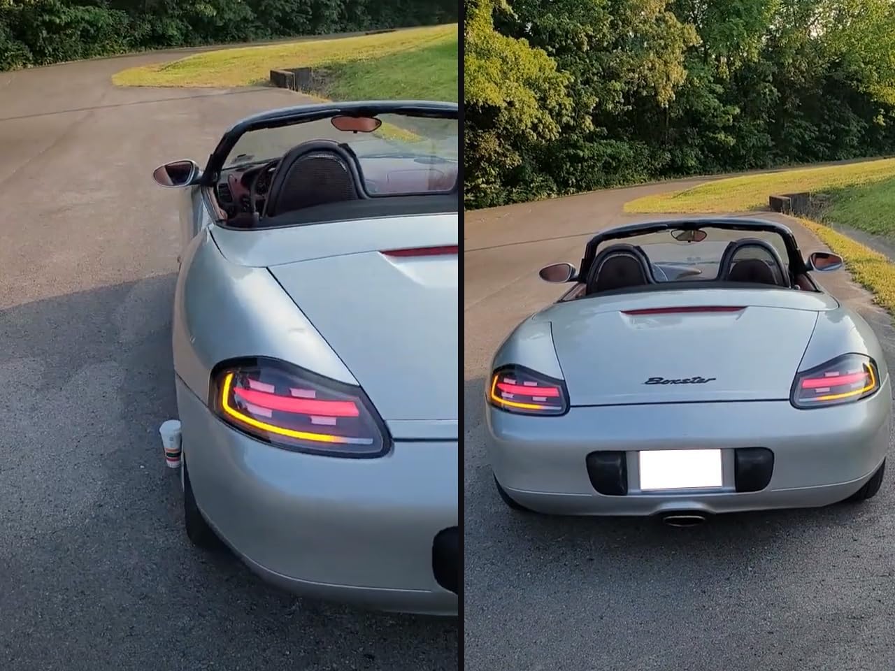 Exterior Accessories Lights - LED Tail Lights W/Sequential Amber Turn Signals White Bar/Black Housing Compatible with 1997-2004 Porsche Boxster 986