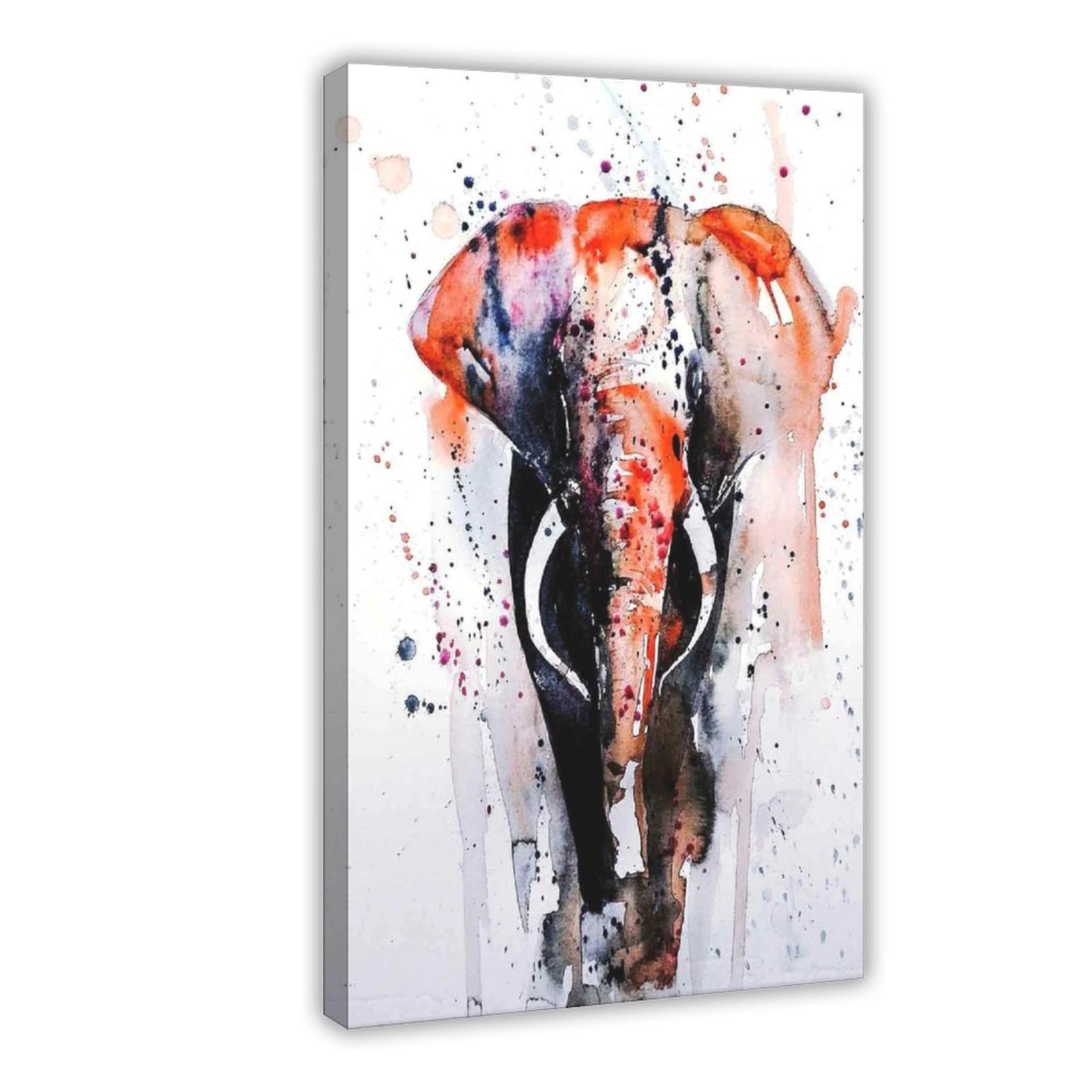 Bareronor Watercolour Elephant Poster Canvas Poster Bedroom Decor Landscape Office Room Decor Gift 24" L X 36" W