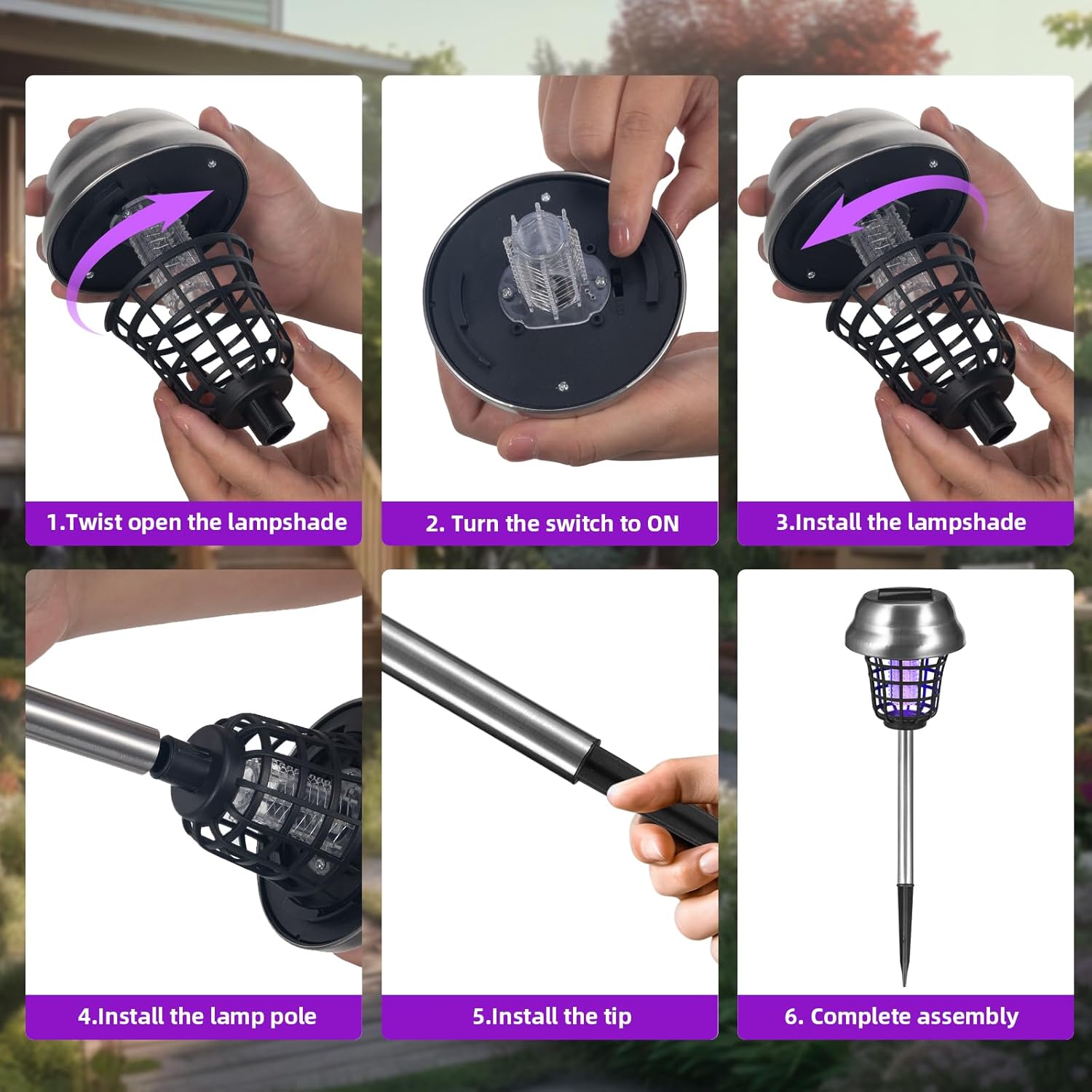 Solar Bug Zapper Outdoor –Solar Mosquito Zapper Outdoor Mosquito Repellent Outdoor,Mosquito Trap Used to Keep Gnat Small Flying Insect Away,Solar Bug Zapper Outside (ABS, 4)