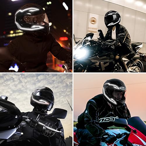 Miniatura 6 de 4 luces recargables mejoradas para casco de motocicleta, calcomanías de luz EL, 3 modos de luz LED para casco de motocicleta, casco de bicicleta
