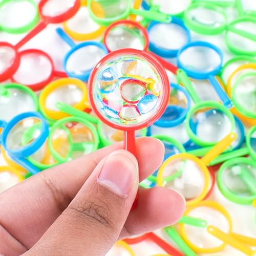 Miniatura 2 de Super Z Outlet Mini lupas de 2 pulgadas con bolsillo de plástico para niños, detective, explorador, manualidades, recuerdos coloridos para fiestas