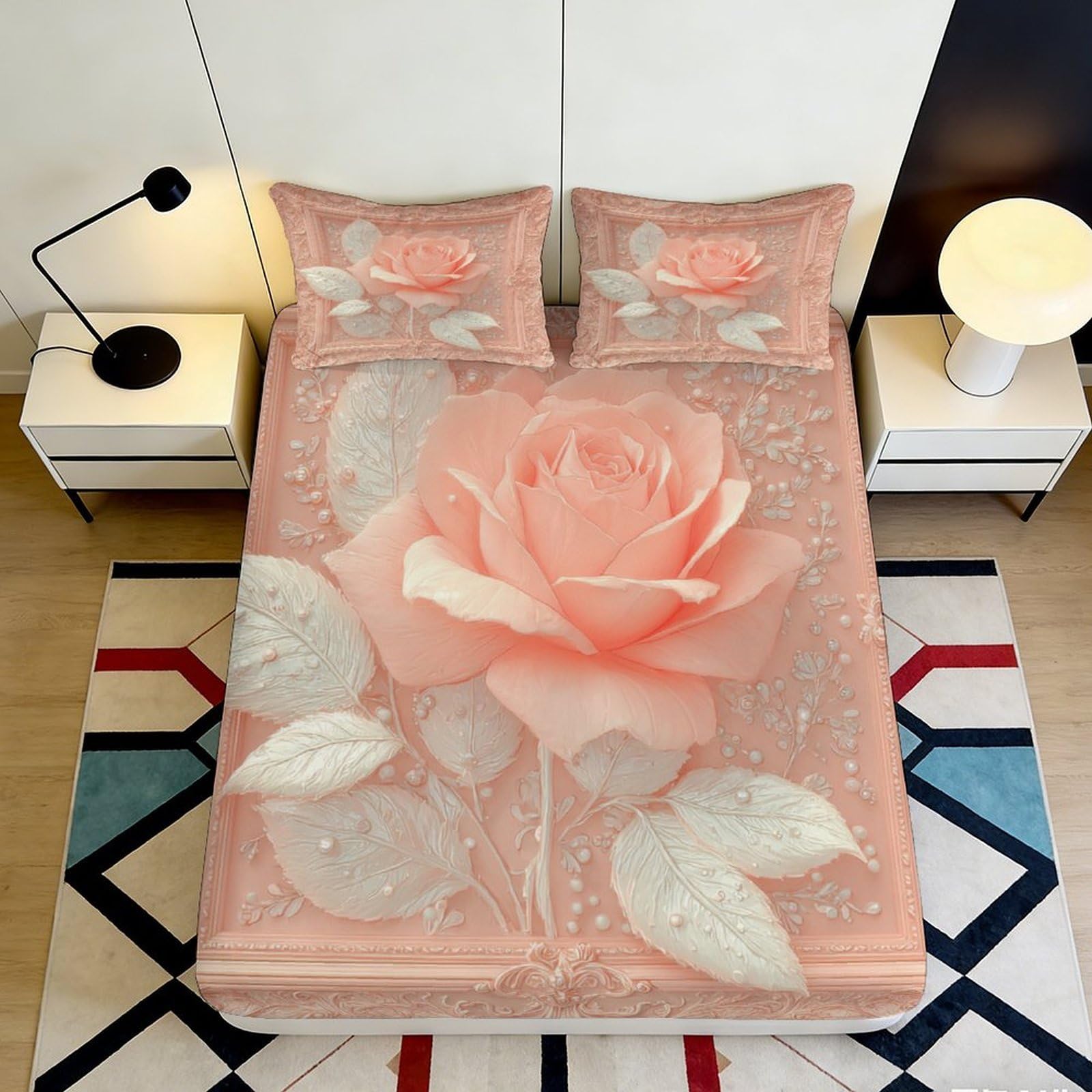 3D Printed Tree of Life Fitted Sheet Microfiber Deep Pocket Bedroom Set Tree of Life Mattress Fitted Cover Washable Non-Slip 120x200x25cm