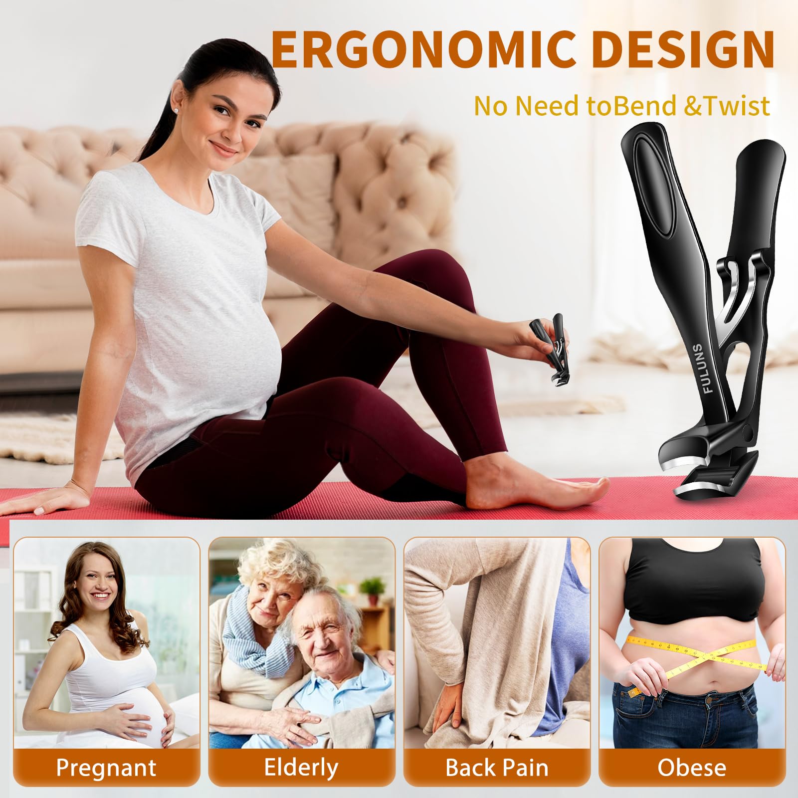 Cortaúñas para uñas gruesas para personas mayores, cabeza angulada, cortaúñas grande con recogedor, cortaúñas resistente con amplia apertura, cortaúñas para hombres y mujeres, para viajes, regalos