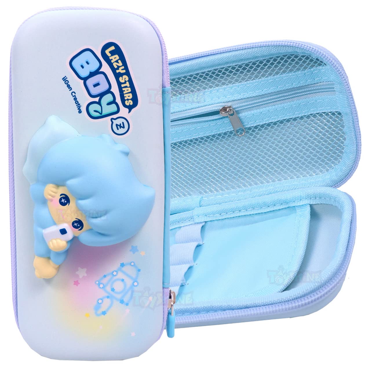 Toyshine Soft Touch Pencil Case With Compartments - Kids Large Capacity School Supply Organizer Students Stationery Box - Girls Pen Pouch- Boy Blue - Ethylene Vinyl Acetate (EVA) (B09SWRBK8M) Amazon Price History, Amazon Price Tracker