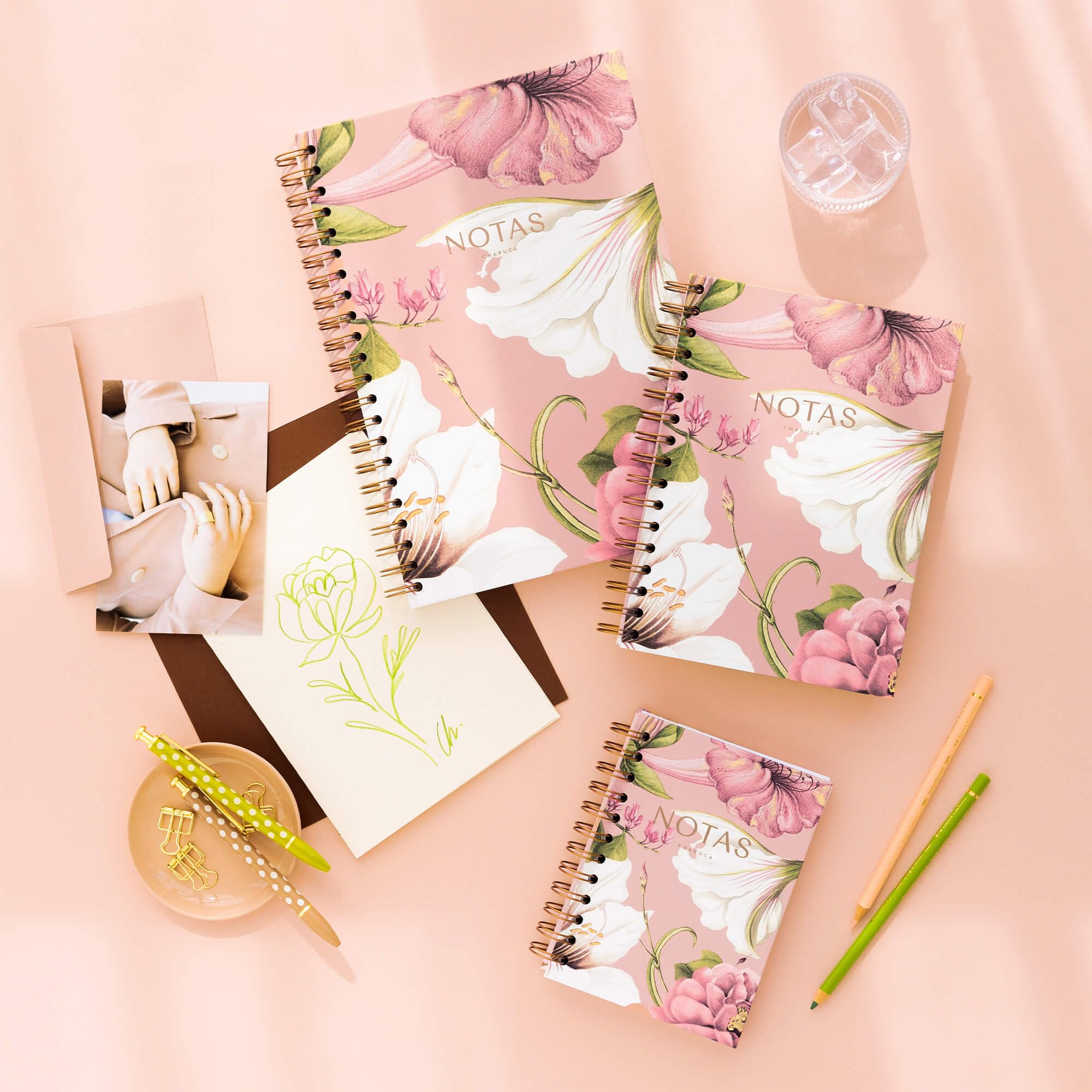 CHARUCA - Pack de 3 Cuadernos A4 con Portadas a Elegir - Interior de puntos • detalles en dorado • Incluye REGALO Bolígrafo de Diseño • Ideal para Proyectos y Organización Personal - Certificado FSC