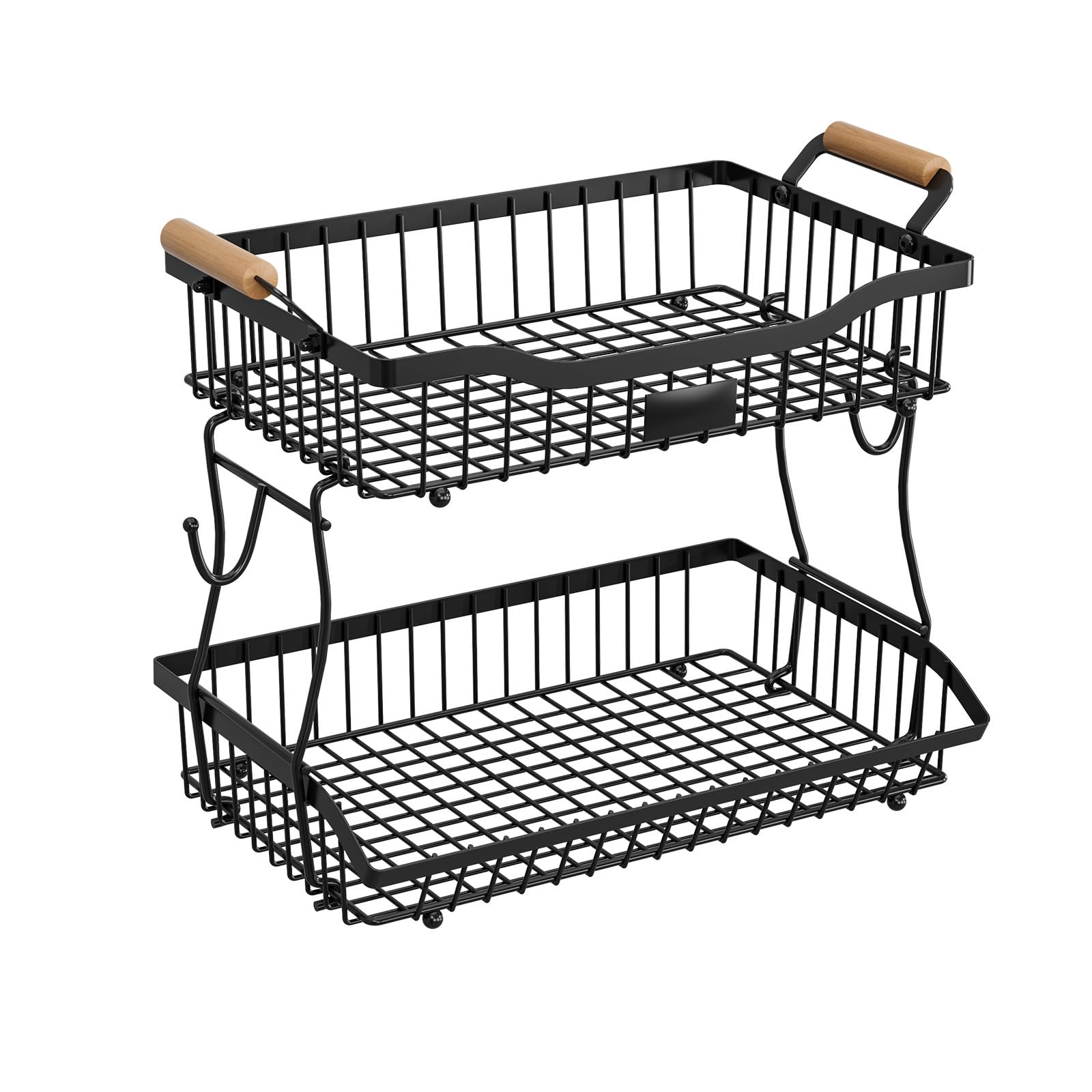 Nucelit Tiers Iron Fruit Vegetable Storage Shelf Rustproof Coating Sturdy Base for Kitchen Bathroom Organization Double Tiers Bathroom Storage Shelf