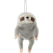 Shinada Global Mochi Series MONK-0088G Mochi Sloth Plushie, Stuffed Animal, 2.8 x 2 x 5.5 inches 7 x 5 x 14 cm, Mini, Gray