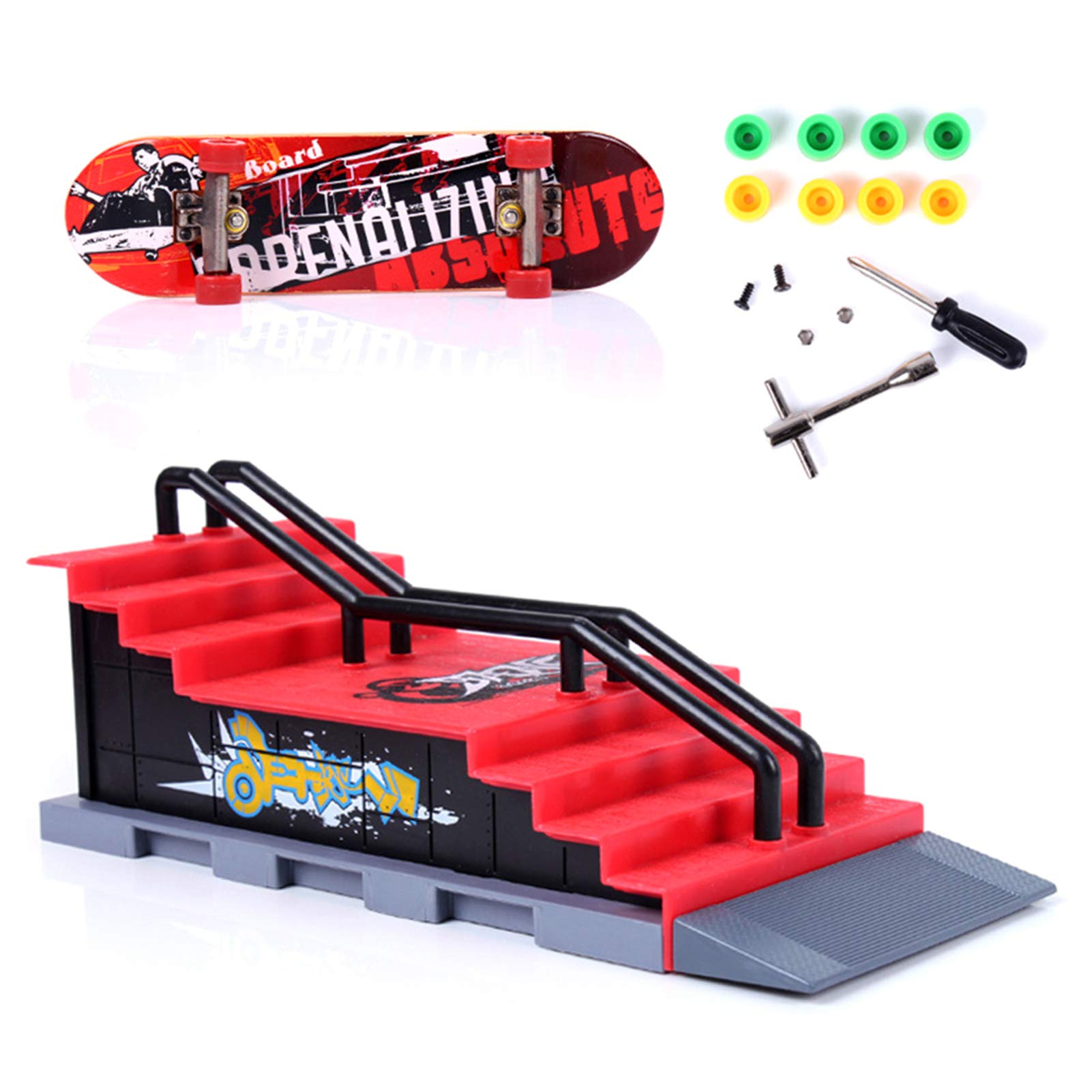 Generico Kit di Pista da Skate per Finger Set Giocativo Educativo con a Rampa in Combinazione DIY Fingerboard ABS Alloy Regalo Appassionati Sport