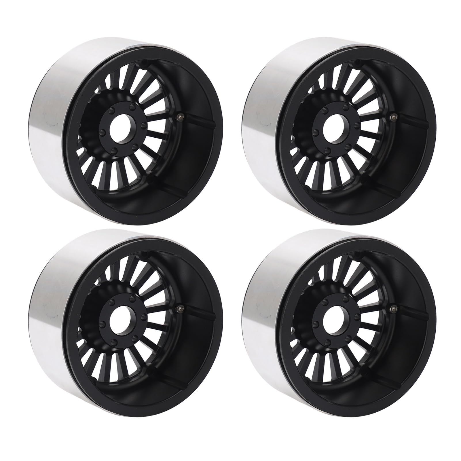 4 cerchi per ruote RC da 2,6 pollici in lega di alluminio, facili da installare, leggeri, per auto RC Axial RR10 90048 1/10 (Nera)