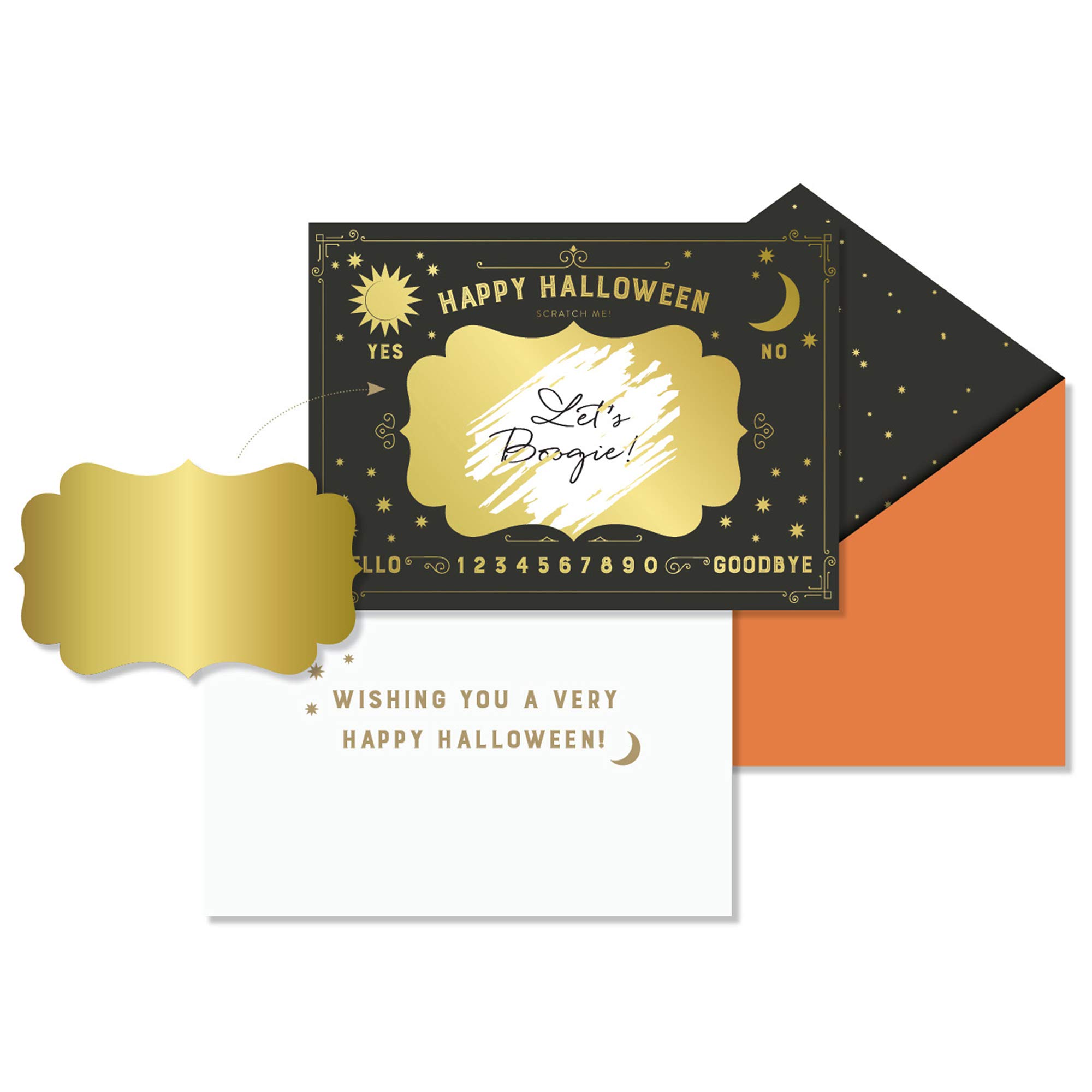 Carte d'Halloween ouija à gratter mystérieuse format 12,7x17,8 cm pour soirée