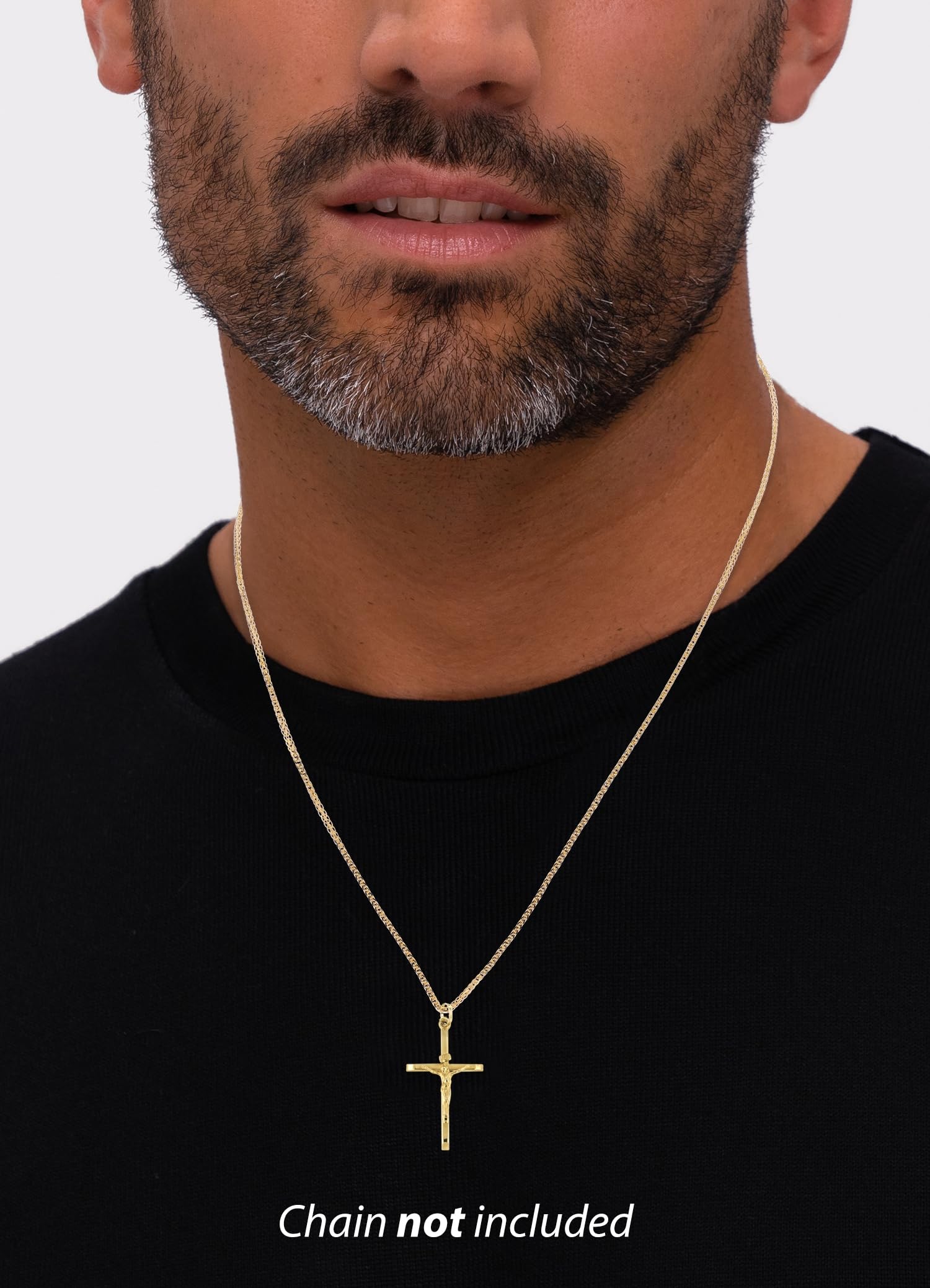 forme di Lucchetta - Ciondolo Croce Oro Giallo 14k Battesimo | Comunione, Cresima, Charm per Collane fino a 4mm, Unisex Uomo Donna
