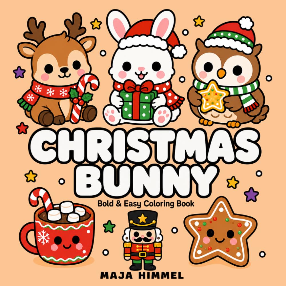 Christmas Bunny – Bold & Easy Coloring Book for Kids & Adults: 40 Cute Coloring Pages for Relaxing Moments & Creative Fun (Cozy Christmas Club)
