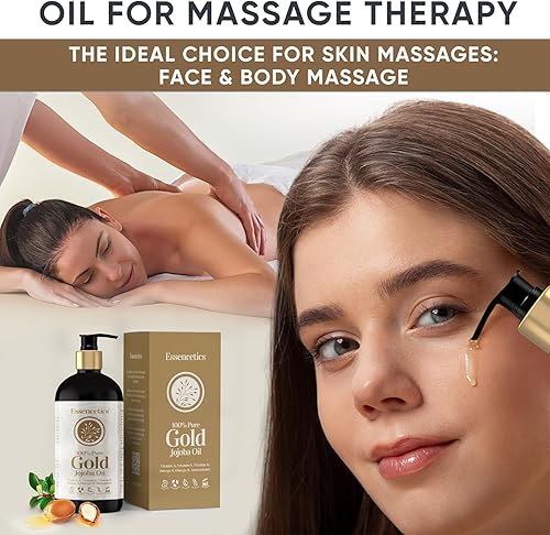 Miniatura 8 de Aceite de jojoba orgánico de 16 onzas  Aceite de masaje de jojoba 100% puro y natural para cabello, piel, cuerpo y cara, prensado en frío natural