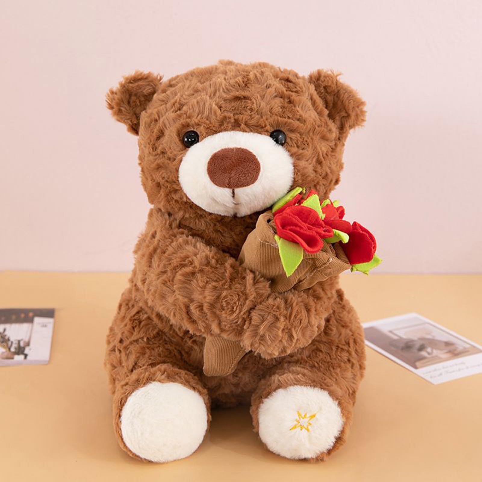 Orsacchiotto Peluche Con Rosa, 30/38CM Orsacchiotto Peluche, Orso Di Peluches Per San Valentine, Adorabile Orso Peluches Per Bambini, Ragazzi, Ragazze, Compleanno, Natale, San Valentine