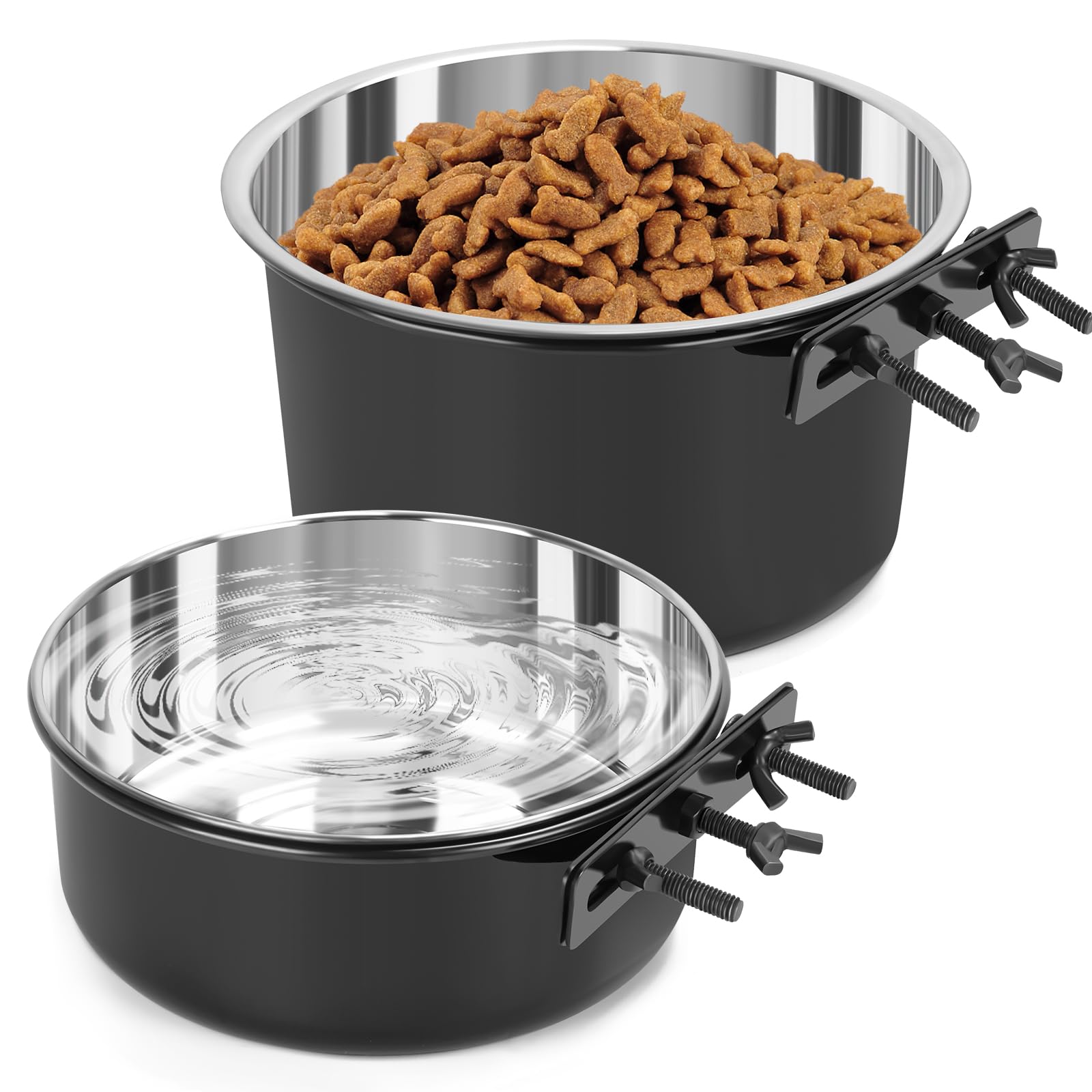 Crate Dog Bowls, Removable Stainless Steel Dog Bowl for Food and Water, Pet Kennel Hanging Food Water Feeder Bowls for Small/Medium/Large Dogs and Cats (7.1