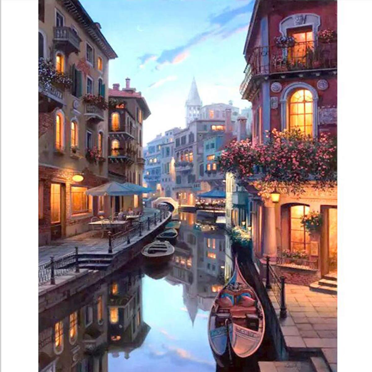 DAYONG DIY Oil Painting Paint by Number Kit for Adult Kids 16x20 Inch, Drawing Colourful Canvas with Brushes Decor Decorations Gifts (Venice Night 1)