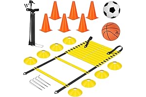 Basketball Agility Training Equipment Set- 20ft Agility Ladder, 14 Soccer Cones, Size...