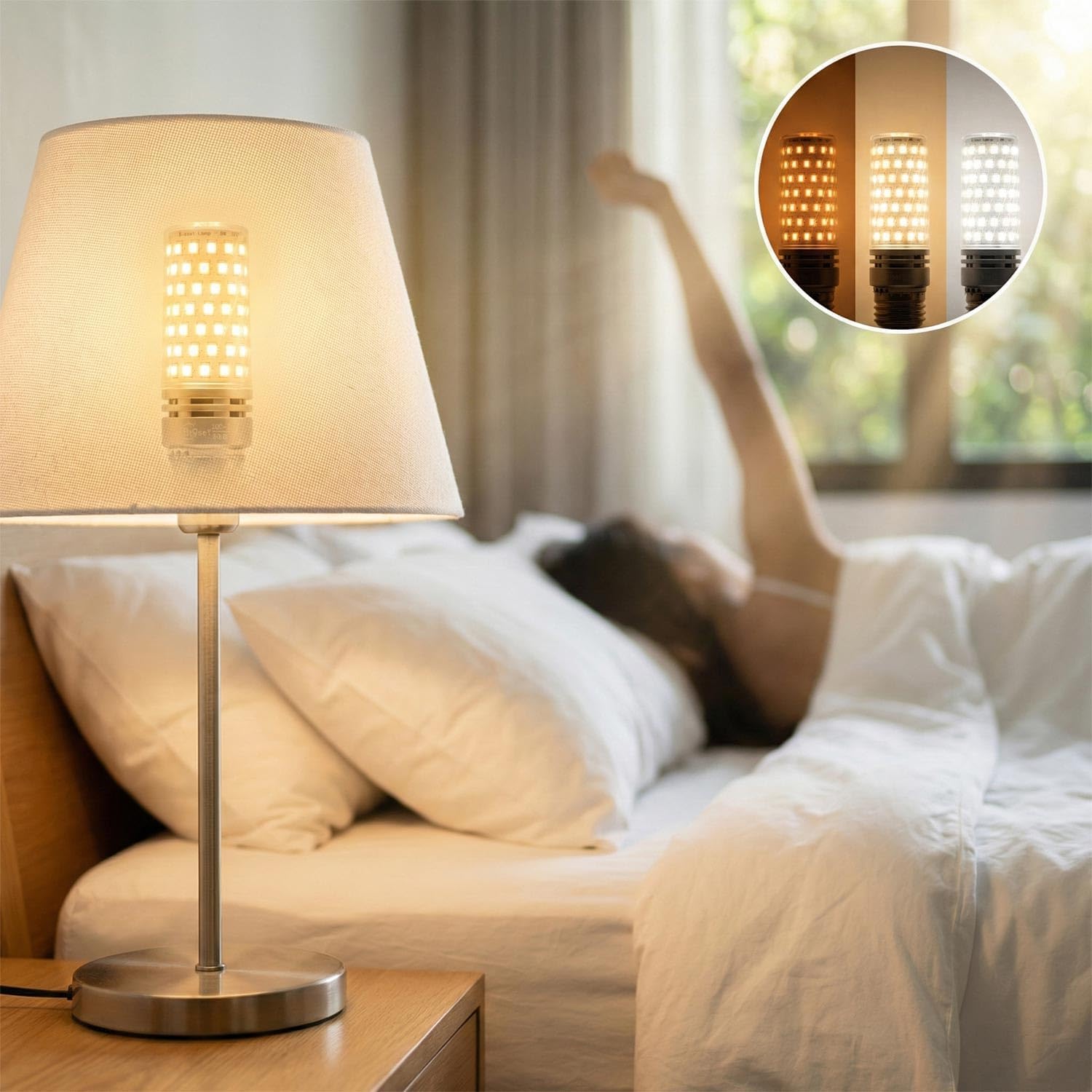Morning Wake-Up Essential | Smart LED Light Alarm Bulb with Sunrise Sunset Simulation & Natural Sounds, 2-in-1 for Wake-Up & Sleep Aid, App + Remote, 800 Lumens, Perfect for Bedroom Ambiance