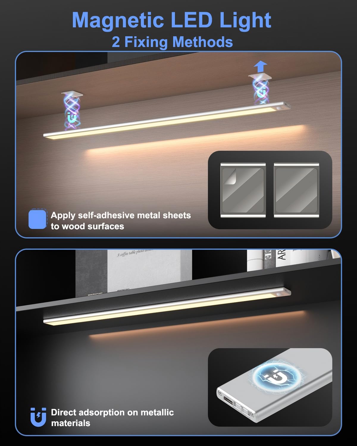 80 cm Lampe LED encastrable de cuisine à intensité variable avec détecteur