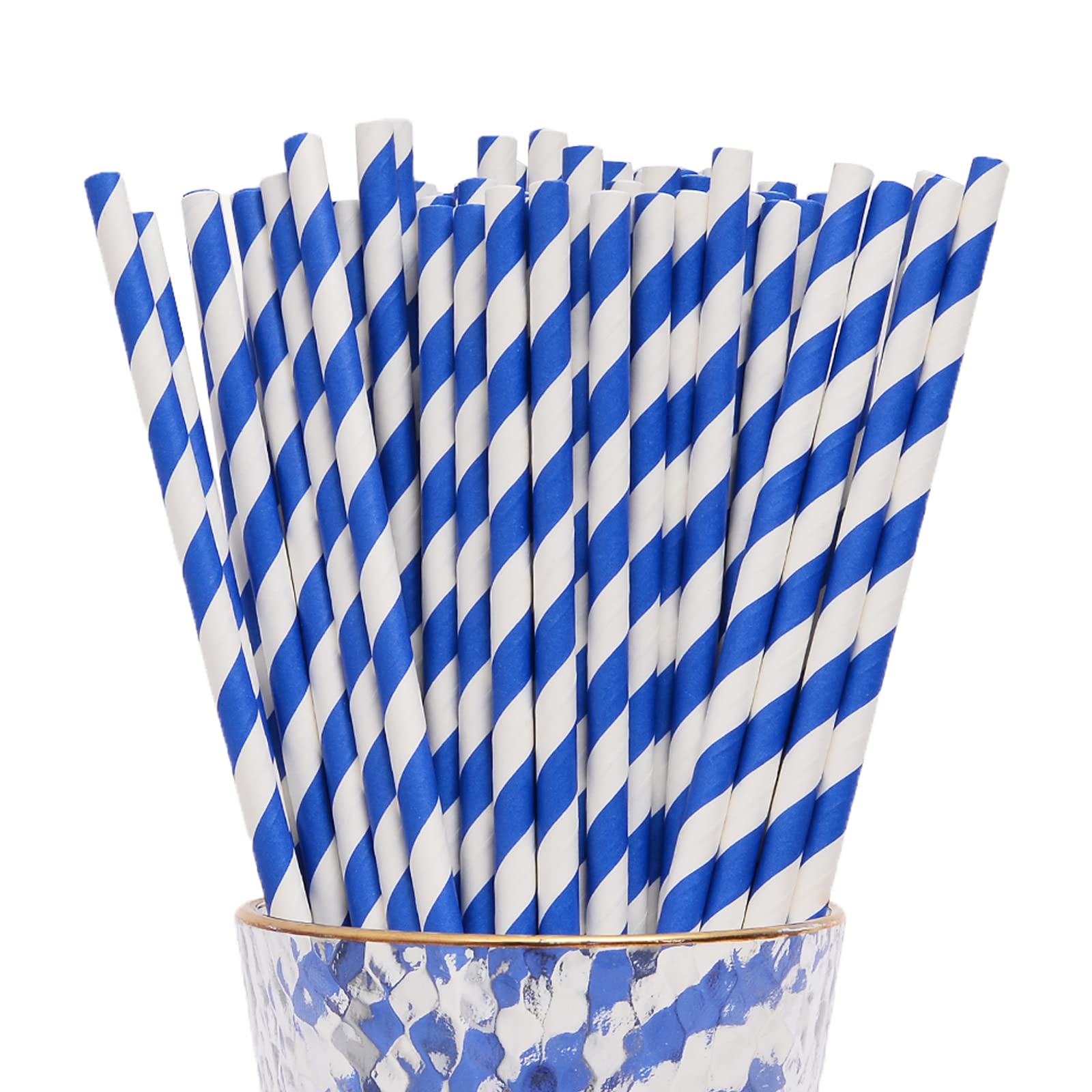 YAOSHENG Pack of 100 Red Paper Straws, Biodegradable, Colourful Drinking Straws, Suitable for Parties Weddings and Occasions (Blue)