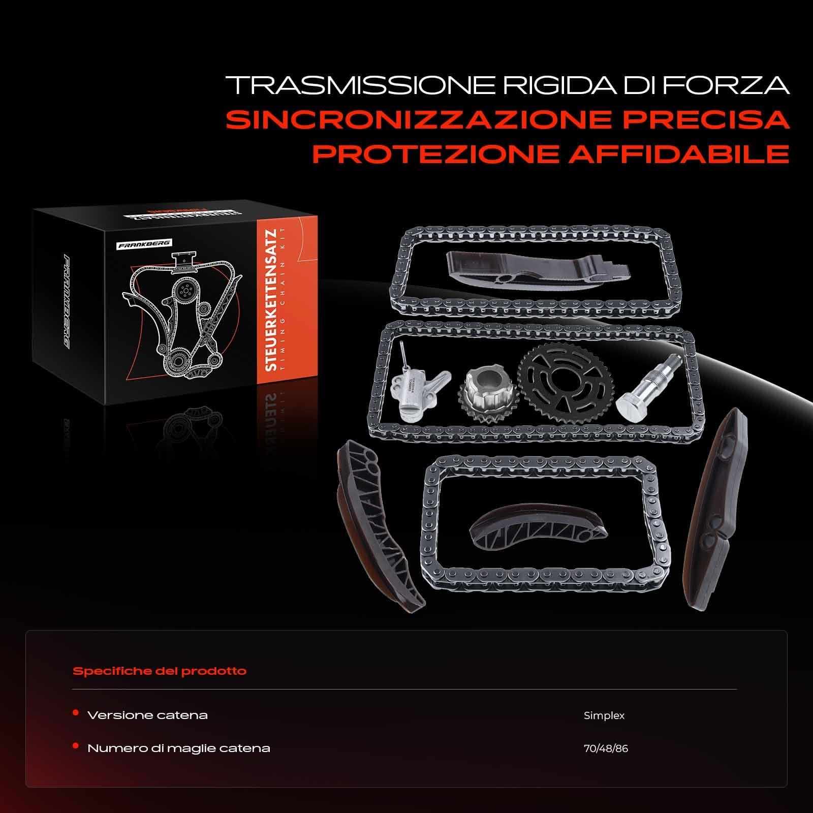 Frankberg Kit catena di distribuzione | Compatibile con: Serie 5 F10 F18, Serie 3 Touring E91, X1 E84, M.i.n.i Cabrio R57, M.i.n.i Clubvan R55, Serie 1 E81
