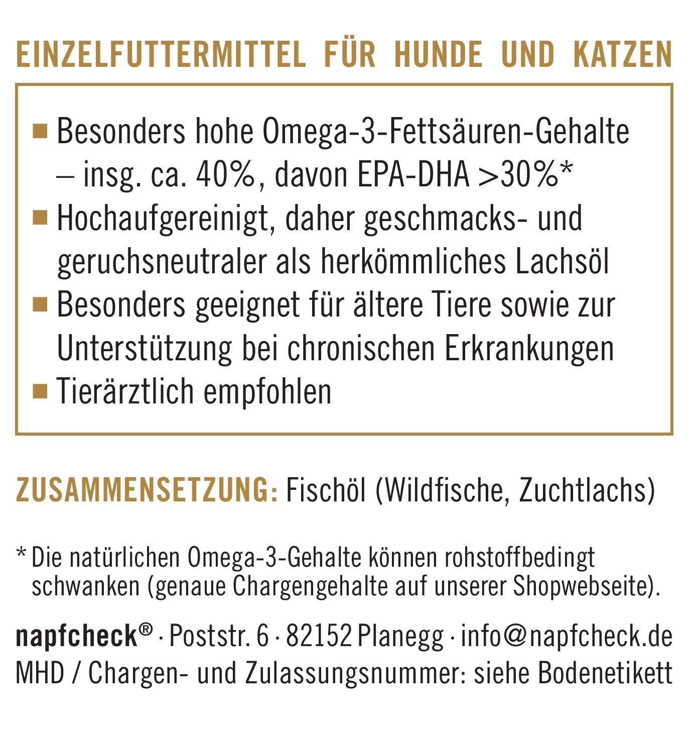 napfcheck Omega-3 Öl – für Hunde - 250 ml