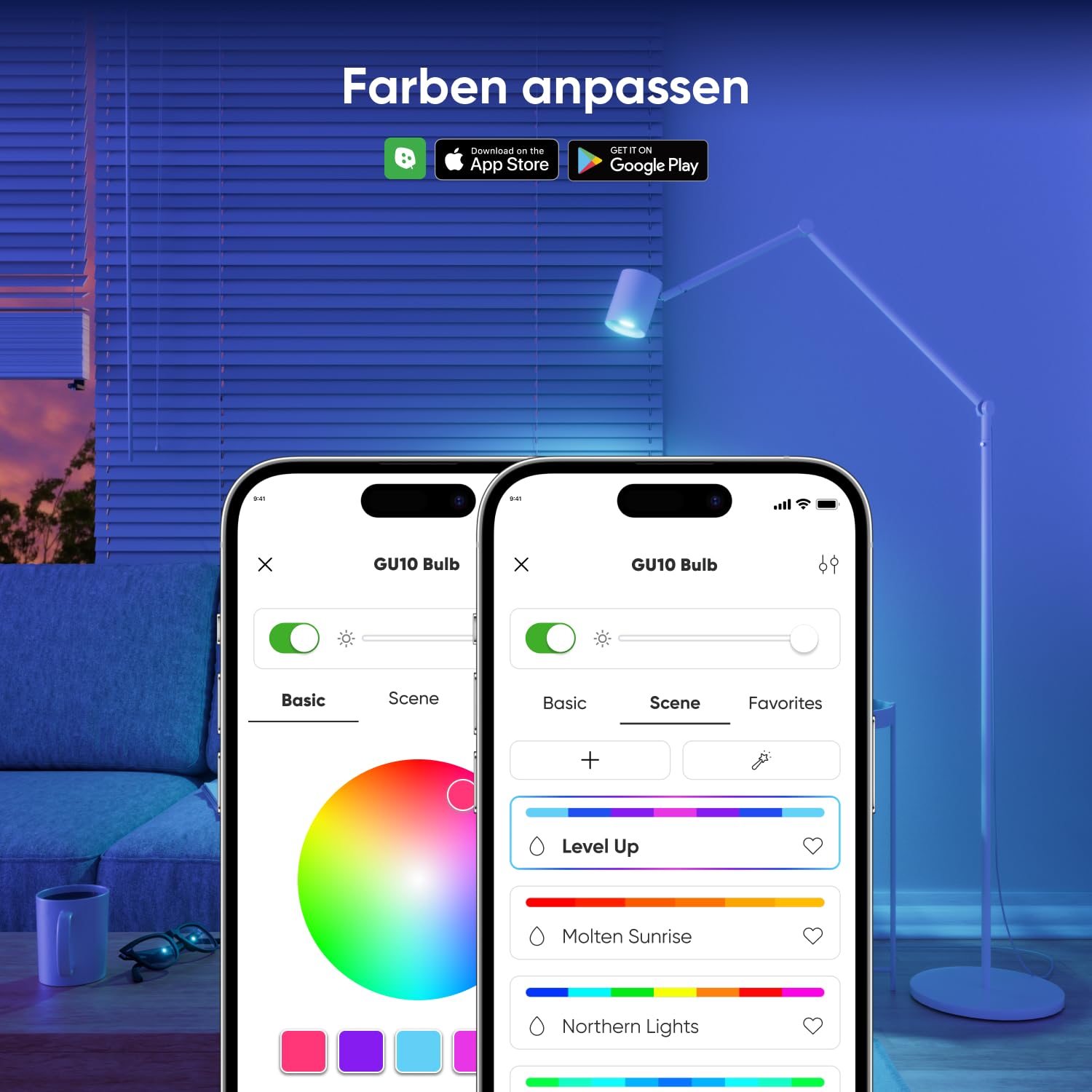 Nanoleaf Matter GU10 Smart LED Lampe - 3 RGBCW Dimmbar Glühbirne, 16 Mio. Farben, 400 Lumen, WiFi Bluetooth App/Sprachsteuerung (Alexa, Apple, Google), Wohn- & Schlafzimmer Deko