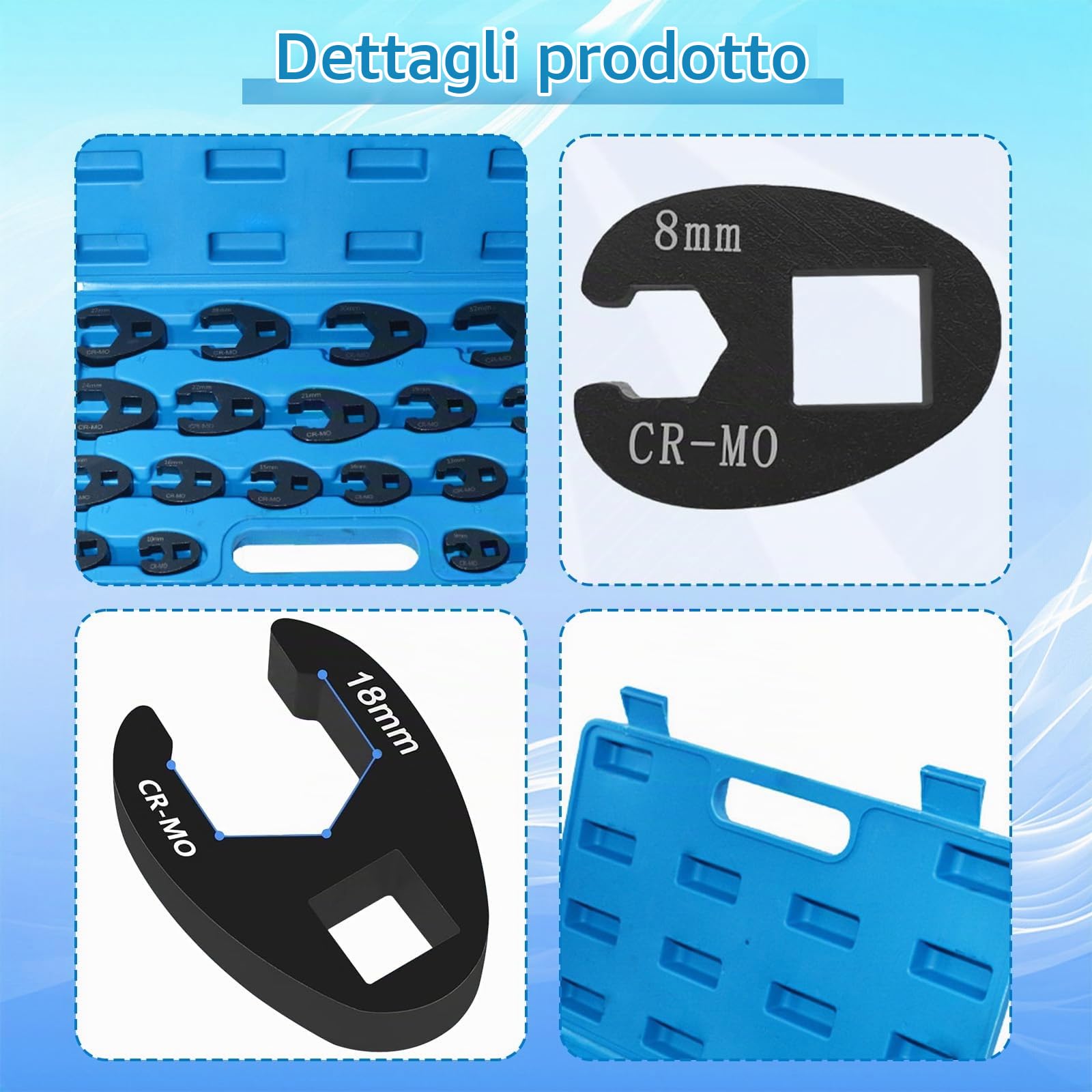 Chiave a Forcella 19 pezzi Set di chiavi a Forcella 19 pezzi con chiave dinamometrica dimensioni 8-32 mm per guida freno e dadi per tubo