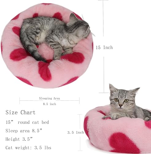 Miniatura 3 de Camas para gatitos de interior, pequeña, lavable, acogedora, autocalentable, cama para gatos de 16 pulgadas, redonda, esponjosa, suave, cama para
