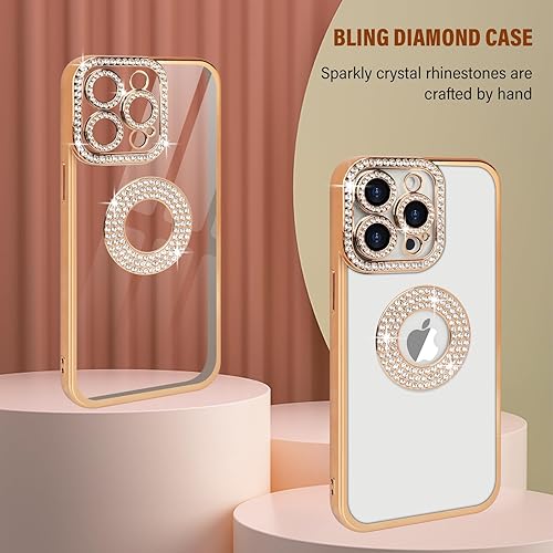 Miniatura 3 de Losin Funda compatible con iPhone 15 Pro Max con purpurina y vista de logotipo para mujeres y niñas, funda de lujo con diamantes de imitación, funda