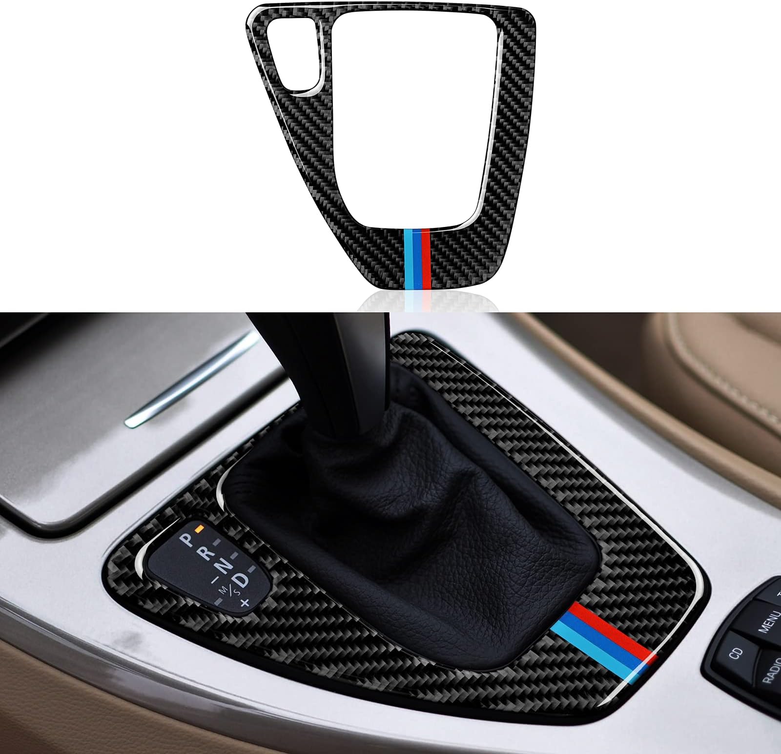 HENGYUESHANG Car Gear Shift Panel Sticker Decal Carbon Fiber Trim Cover fits for BMW E90 E92 E93 2006 2007 2008 2009 2010 2011 Accessories