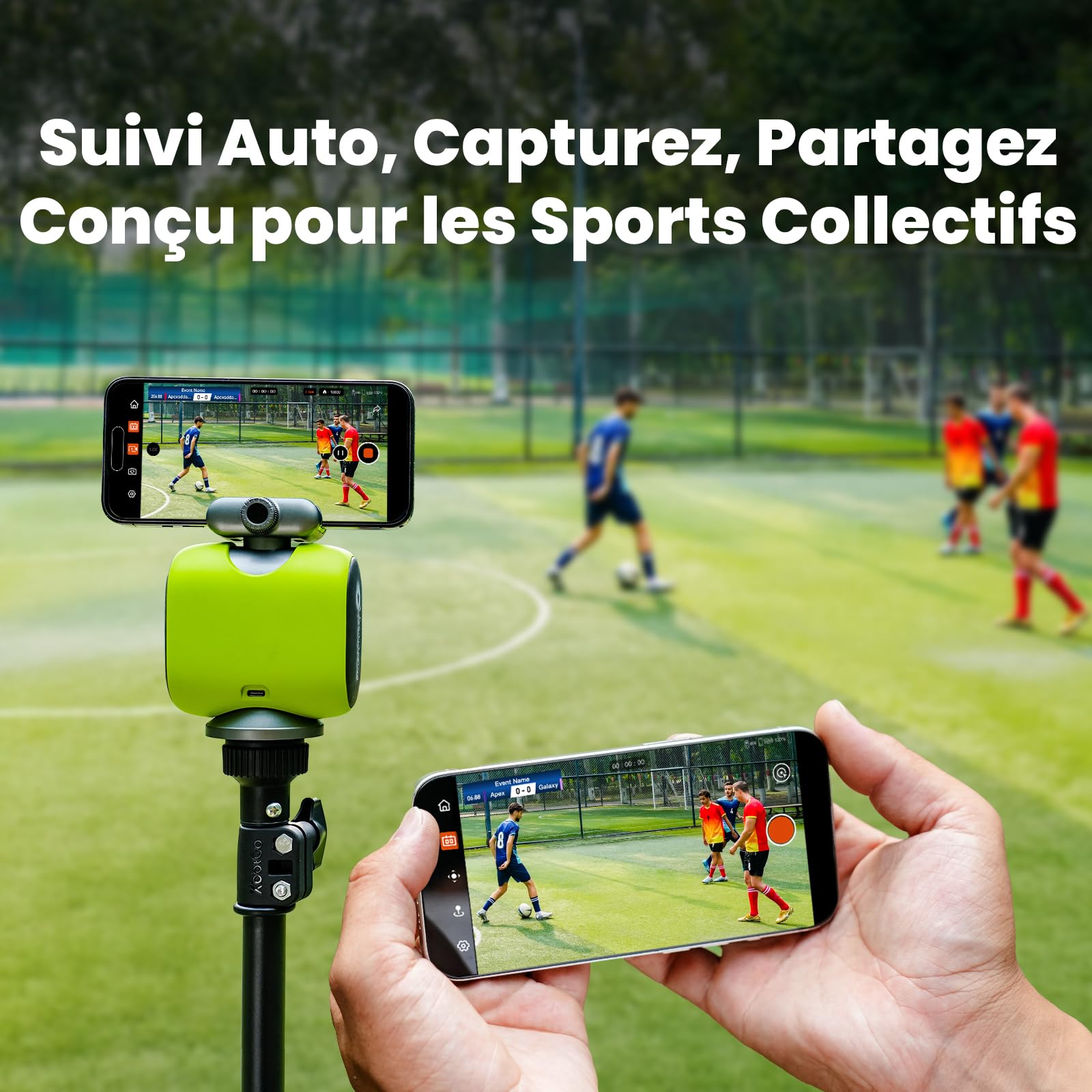 XbotGo Chameleon Caméra d'action Sport 4K 60FPS - SuiviFootball & Enregistrement Basket pour Sports Collectifs, Diffusion Live, Installation Facile, Compatible iOS & Android (Graphite Lave)