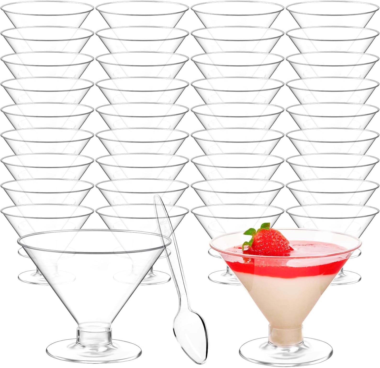 Plastic Martini Glasses 30 Pack 5 Oz. Crystal Clear Disposable Martini Glasses