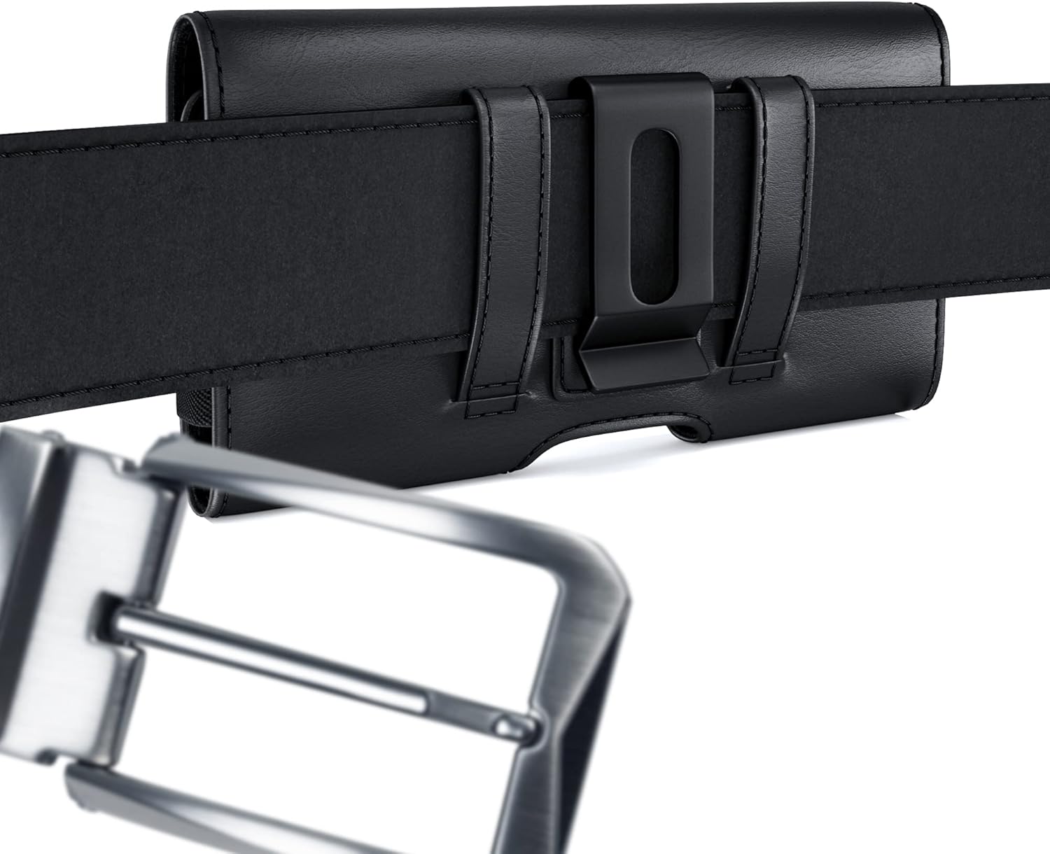 DeBin Cell Phone Case for Samsung Galaxy S25 S24 S23 S22 S21 S20 S10 S9 A10e A01, Belt Holder Holster with Clip, ID Credit Card Slot Pouch for Men (Fits Phone with Case on) Black - Image 5