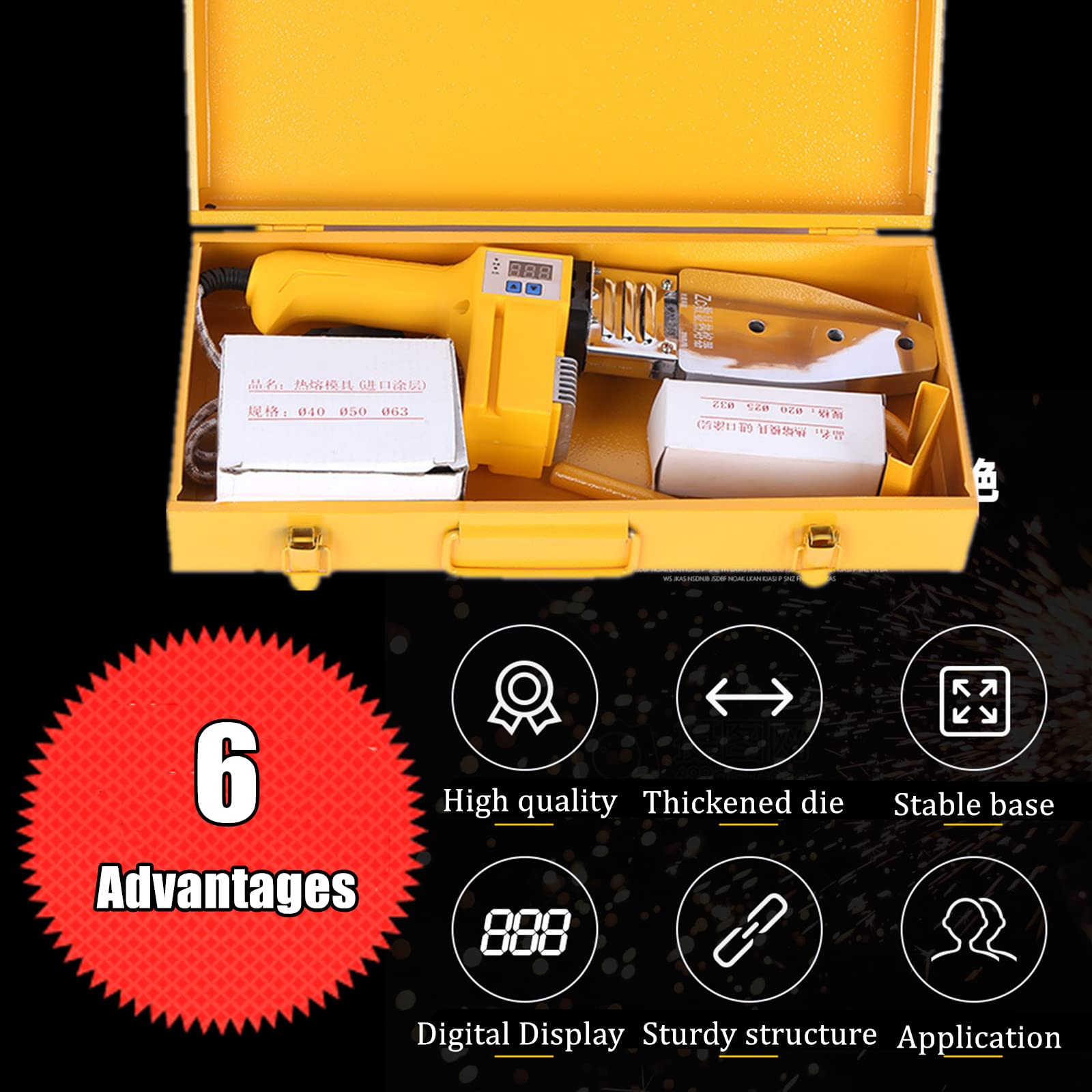 Saldatrice tubolare 20-63mm tubo fusione saldatore - strumento di riscaldamento elettrico con display digitale per la saldatura di tubi 20/25/32/40/50/63 mm PPR/PE/PP