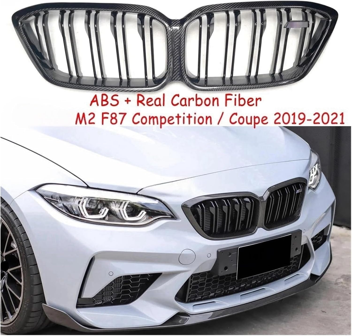 BMW M2 F87 Competition Real Carbon Fiber Front Kidney Grilles 2019-2021 3