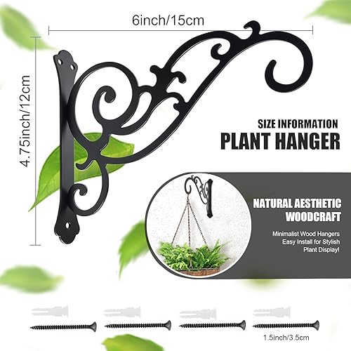 Miniatura 3 de Ganchos colgantes para macetas de 6 pulgadas, 2 piezas, soportes para colgar al aire libre, ganchos de pared, soportes resistentes, gancho