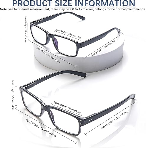 Miniatura 2 de FADBON Paquete de 6 lentes de lectura con bloqueo de luz azul, lectores de bisagra de resorte para hombres y mujeres, marco negro, lentes