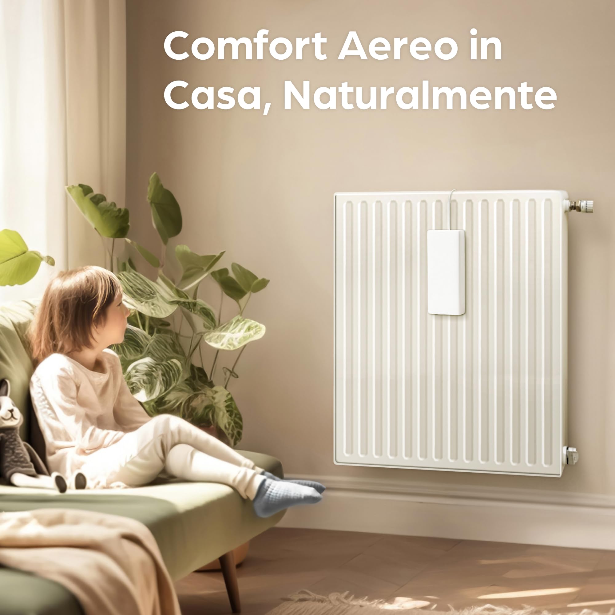 Praknu Umidificatore Termosifoni in Ceramica - Set di 4 Contenitore Acqua per Termosifoni con Gancio Flessibile - Controllo Dell'Umidità - Risparmio Energetico - Rilascio Efficiente Dell'Umidità