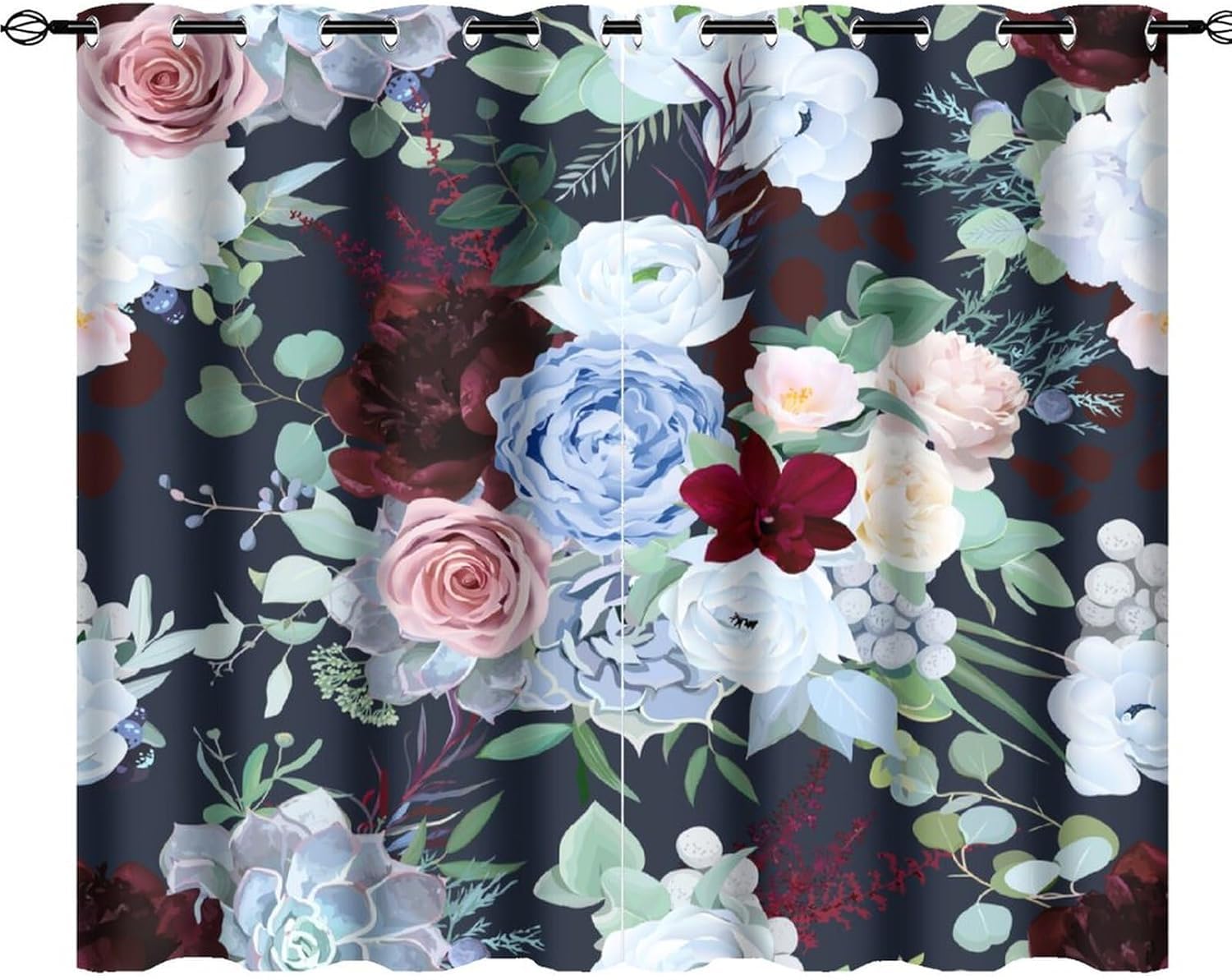 Impression fleur rose 280x250 cm rideau isolant phonique anti bruit