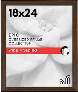 Americanflat 18x24 Poster Frame with Polished Plexiglass - Wide Picture Frames Made of Engineered Wood for Vertical or Horizontal Wall Display - Epic Collection - Walnut