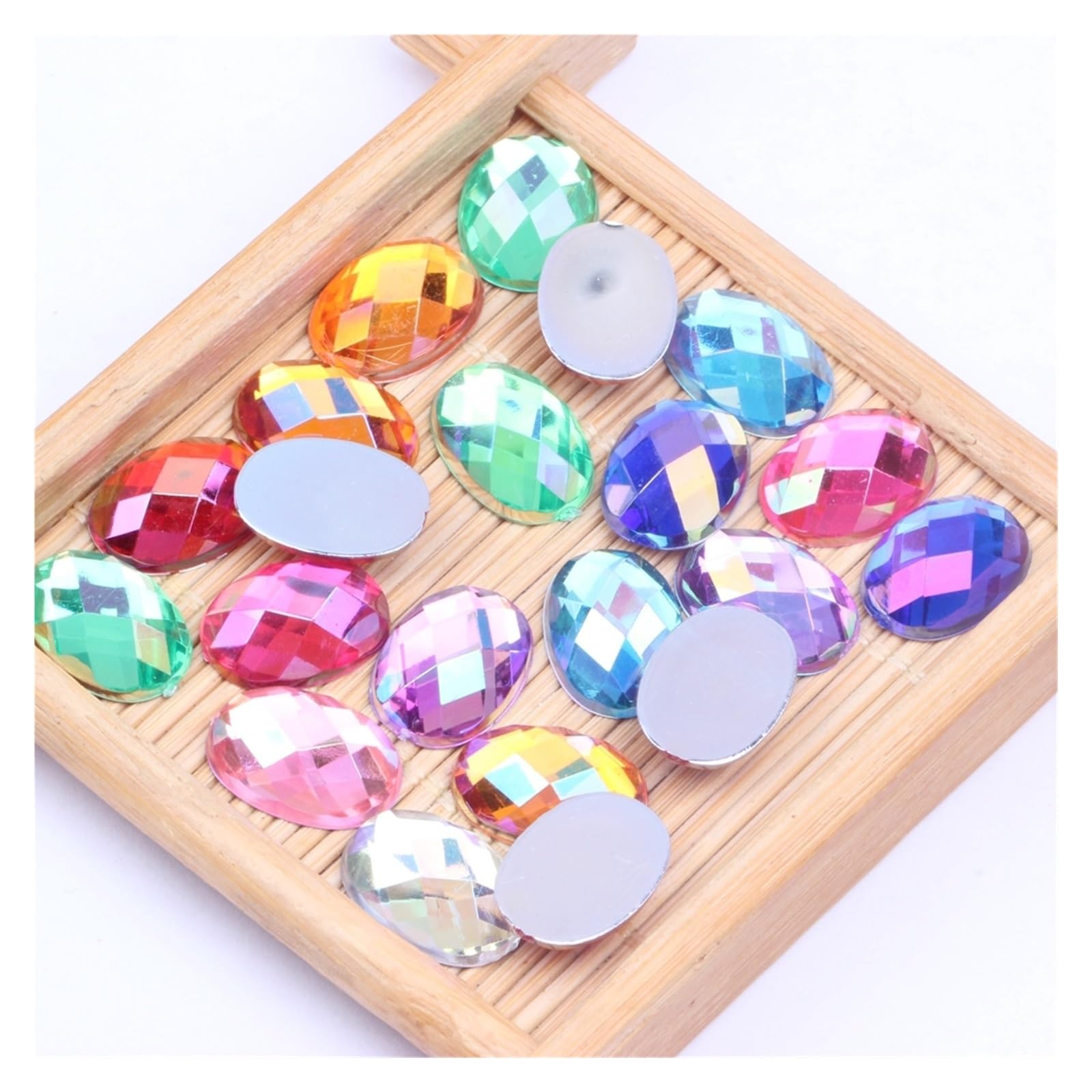 10x14mm 1000 pz Forma Ovale Terra sfaccettature Acrilico Strass Flatback Colori ab Colla su Perline Gioielli Fai da Te Unghie rifornimenti di Arte wanglan(Color:10 Blue AB)