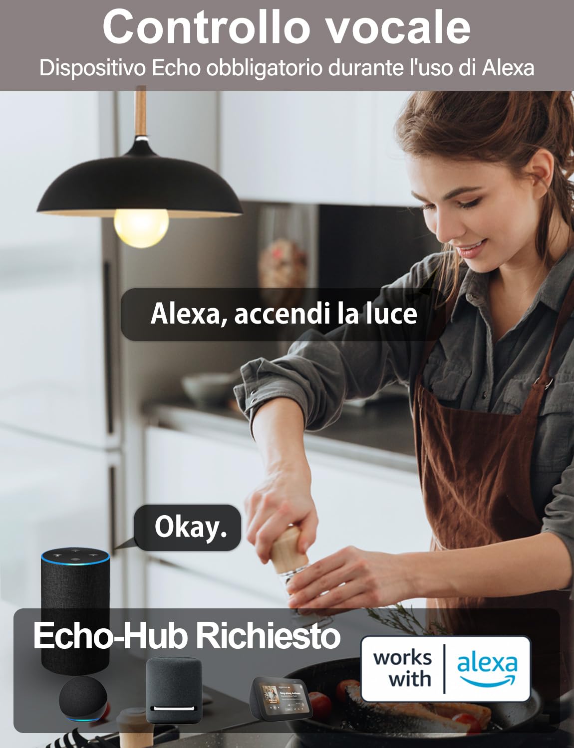 iLC Lampadina Alexa 12W E27, Compatibile con Alexa (sono necessari i dispositivi Echo), Lampadine Smart intelligenti Led, 2700K-6000K (Pacco da 4)