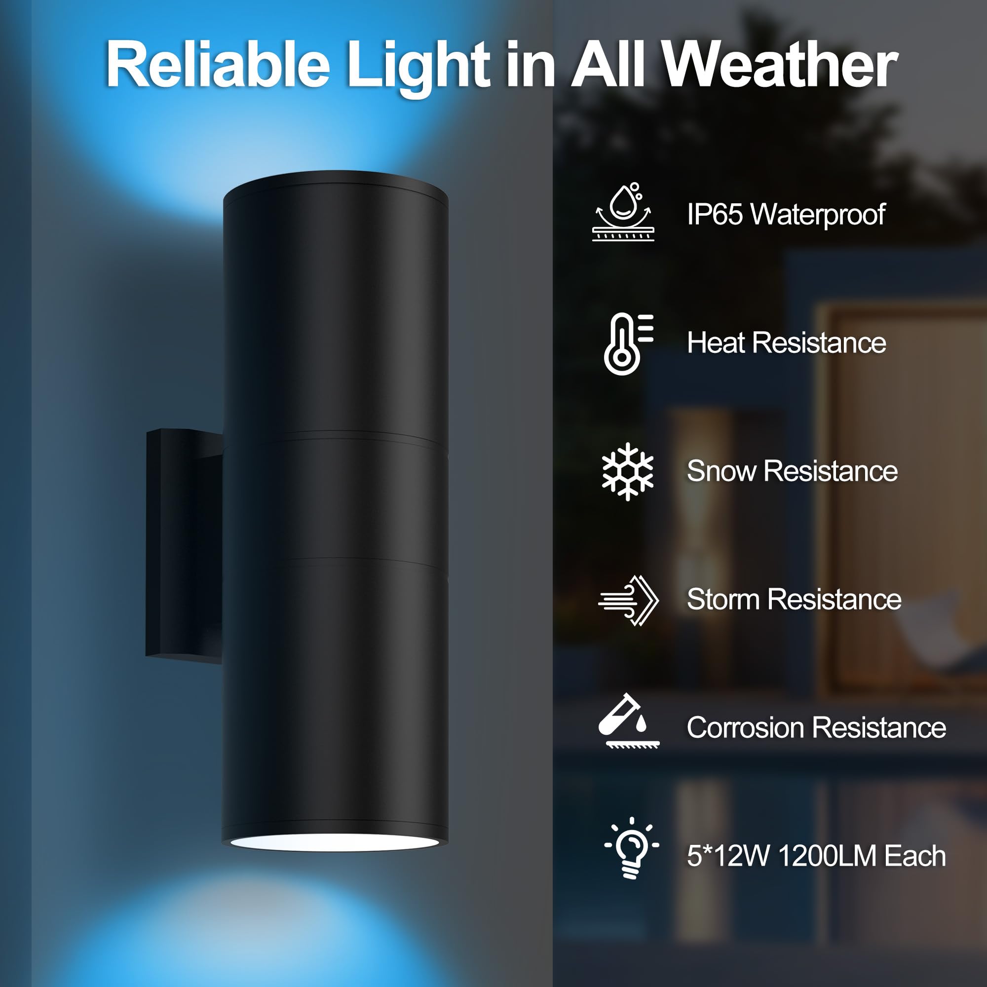 Smart RGB LED Außenwandleuchte Up Down, App & Fernbedienung, Farbwechsel 2700K-6500K dimmbar, IP65 wasserdichte Wandlampe für Außenbereich Garten Haus Wandbeleuchtung